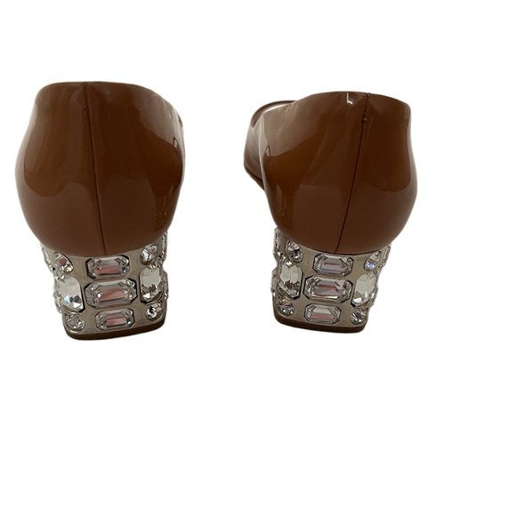 Miu Miu Patent Leather Open Toe embellished Caramel Pumps Size 35 (US Size 4.5) - Picture 9 of 13